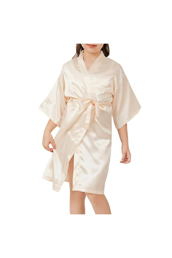 Kids Satin Robe Little Girl Bath Robes for Wedding Spa Party Gifts Sleepwear Bathrobe