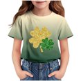 thumbnail image 1 of BLVB Kids St Patricks Day Shirt Boys Girls Shamrock Clover Graphic Tees Toddler Short Sleeve Crewneck T-Shirt Top, 1 of 5
