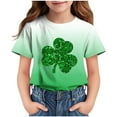thumbnail image 1 of BLVB Kids St Patricks Day Shirt Boys Girls Shamrock Clover Graphic Tees Toddler Short Sleeve Crewneck T-Shirt Top, 1 of 5
