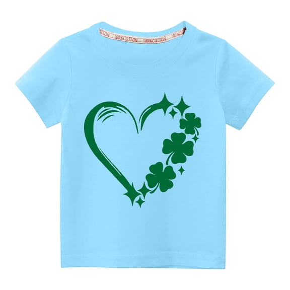 BLVB Kids St Patricks Day Shirts Toddler Unisex Boys Girls T-Shirt Clover Shamrock Short Sleeve Green Tops