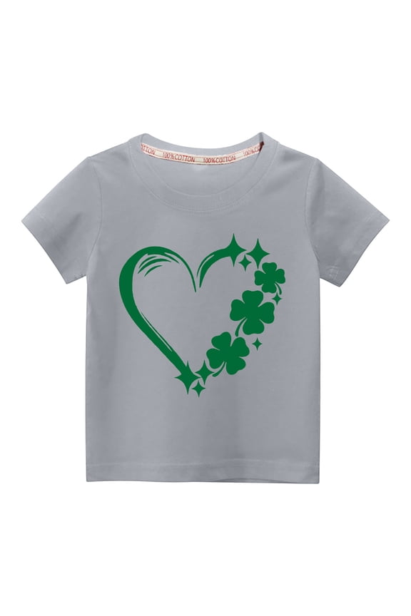 Kids St Patricks Day Shirts Toddler Unisex Boys Girls T-Shirt Clover Shamrock Short Sleeve Green Tops