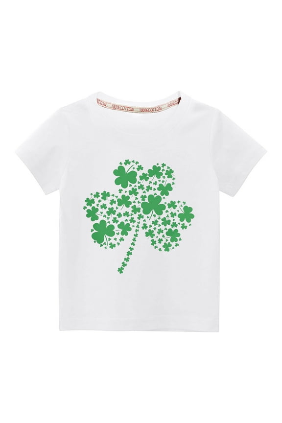Kids St Patricks Day Shirts Toddler Unisex Boys Girls T-Shirt Clover Shamrock Short Sleeve Green Tops