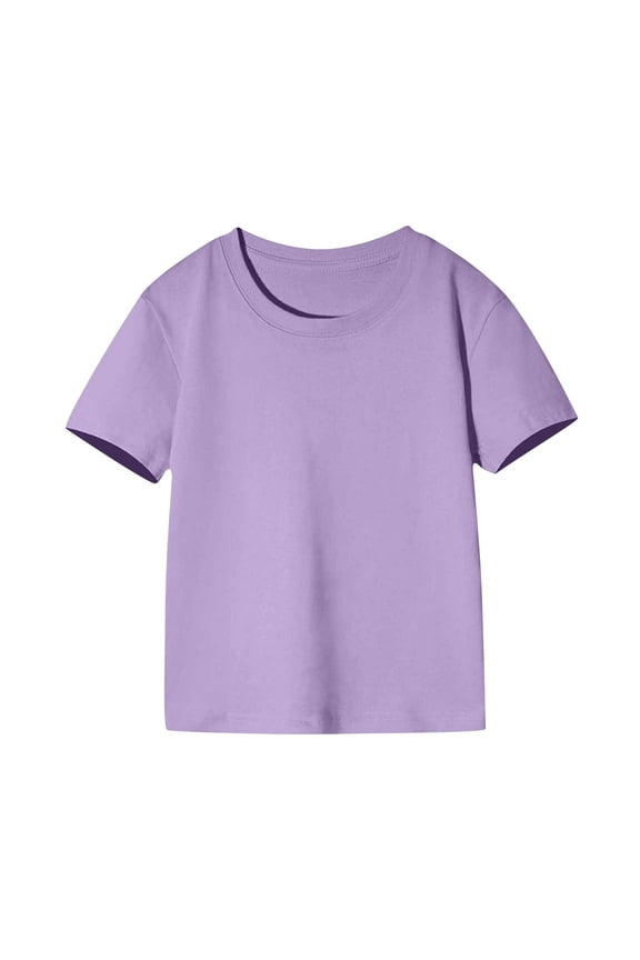 Kids T-Shirts Short Sleeve Cotton Plain Top Tees Boy & Girl Unisex Toddler Children Summer Clothes