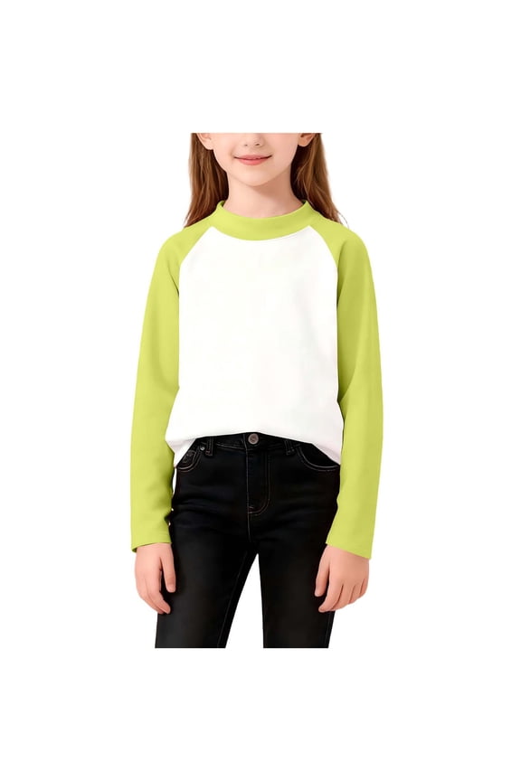 Kids Toddler Baby Boys Girls Shirts Casual Raglan Long Sleeve Tee Mock Neck Color Block Cute Spring Fall Base Layer Tops