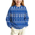 thumbnail image 1 of BLVB Kids Ugly Christmas Sweater Girls Boys Holiday Pullover Crewneck Long Sleeve Tops Knitwear for Aged 5-15 Years(Blue-02,5-6 Years), 1 of 7