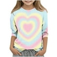 thumbnail image 1 of BLVB Kids Valentine Shirt Girls Valentines Shirts Casual Basic Tees Cute Heart Grpahic 3/4 Sleeve Tops 3-12Y, 1 of 5