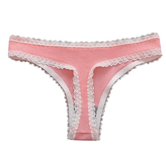 BLVB Lace Cotton Thongs for Women Ladies Underwear Low Rise Soft Panties No Show