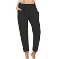 thumbnail image 1 of BLVB Linen Capri Pants for Women Summer Casual High Waisted Drawstring Cropped Beach Pant with Pockets, 1 of 6