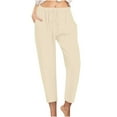 thumbnail image 1 of BLVB Linen Capri Pants for Women Summer Casual High Waisted Drawstring Cropped Beach Pant with Pockets, 1 of 6