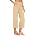 thumbnail image 1 of BLVB Linen Capri Pants for Women Summer High Waist Straight Wide Leg Capris Casual Loose Striped Cropped Trousers, 1 of 5