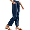 thumbnail image 1 of BLVB Linen Pants Women Summer Casual Loose Wide Leg Beach Lounge Pants Drawstring Waist Vacation Outfits with Pockets, 1 of 7