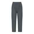 thumbnail image 1 of BLVB Linen Pants for Women Solid Elastic Waist Loose Fit Summer Beach Lounge Pants Casual Tapered Trousers with Pockets, 1 of 7