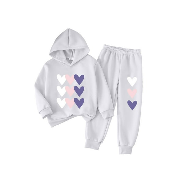 BLVB Little Boys Girls Outfits 2 Piece Valentines Sweatsuit Toddler Long Sleeve Hoodies Jogger Pants Fall Winter Clothing Set 2-8 Years