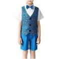 thumbnail image 1 of BLVB Little Boys Vest Tuxedo Suit Wedding Outfits 4PCS Dress Clothes Vest Shirt Shorts Bow Tie Sets, 1 of 6