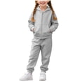 thumbnail image 1 of BLVB Little Girls Boys Sweatsuit Solid Color Zipper Hooded Sweatshirt Tops Sweatpants Jogger Set Toddler Kids 2PCS Fall Winter Outfits, 1 of 7