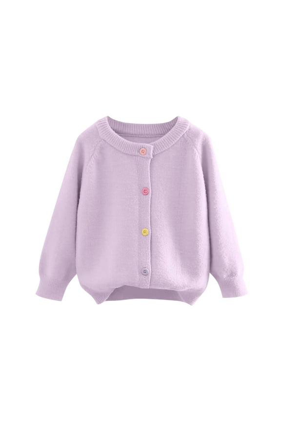 Little Girls Cardigan Long Sleeve Button Front Sweater Toddler Kids Knit Sweaters Fall Clothes 2-11 Years