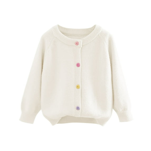 BLVB Little Girls Cardigan Long Sleeve Button Front Sweater Toddler Kids Knit Sweaters Fall Clothes 2-11 Years
