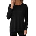 thumbnail image 1 of BLVB Long Sleeve Shirts for Women Casual Soft Lightweight Tops Crewneck Loose Pullover Women Fall Outfits, 1 of 6