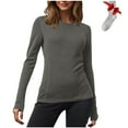 thumbnail image 1 of BLVB Long Sleeve Shirts for Women Crew Neck Stretchy Thermal Tops Lightweight Base Layer Undershirt Tees, 1 of 7