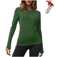 thumbnail image 1 of BLVB Long Sleeve Shirts for Women Crew Neck Stretchy Thermal Tops Lightweight Base Layer Undershirt Tees, 1 of 7