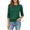 thumbnail image 1 of BLVB Long Sleeve Shirts for Women Fall Fashion Crewneck Pullover Sweaters Lightweight Pointelle Sweater Tops, 1 of 7