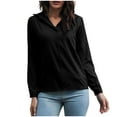 thumbnail image 1 of BLVB Long Sleeve Shirts for Women Lapel Collar Casual Work Office Blouses Solid Color Loose Basic Tee Tops Tunics, 1 of 6