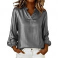 thumbnail image 1 of BLVB Long Sleeve Tops for Women Ruffle V Neck Shiny Party Shirts Dressy Casual Loose Club Tunic Blouses, 1 of 7