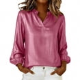 thumbnail image 1 of BLVB Long Sleeve Tops for Women Ruffle V Neck Shiny Party Shirts Dressy Casual Loose Club Tunic Blouses, 1 of 7