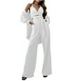 thumbnail image 1 of BLVB Lounge Sets for Women 3 Piece Vacation Outfits Long Sleeve Button down Shirts Cami Tops and Wide Leg Pants Sets, 1 of 6
