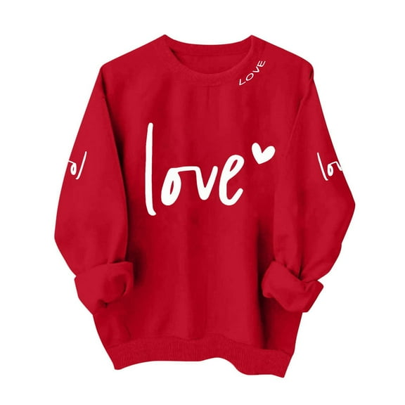 BLVB Love Heart Sweatshirt for Women Cute Hearts Graphic Pullover Long Sleeve Crewneck Valentine Shirts Tops
