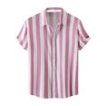 thumbnail image 1 of BLVB Men's Button down T-Shirts Casual Stripe Lapel Short Sleeve Tops Casual Summer Beach Vacation Blouse Tees, 1 of 8