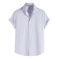 thumbnail image 1 of BLVB Men's Button down T-Shirts Casual Stripe Lapel Short Sleeve Tops Casual Summer Beach Vacation Blouse Tees, 1 of 7