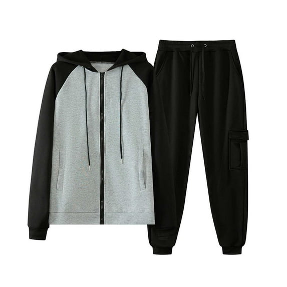 BLVB Men's Tracksuits 2 Piece Casual Outfits Color Block Zip up Hooded Sweatshirts and Sweatpants Athletic Sets Sweatsuits