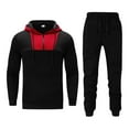 thumbnail image 1 of BLVB Men's Tracksuits 2 Piece Outfits Color Block Quarter Zip Hooded Sweatshirts and Jogger Pants Athletic Sets Sweatsuits, 1 of 6