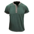 thumbnail image 1 of BLVB Mens Casual Summer Shirts Crewneck Button up Short Sleeve Loose Fitted Wicking Workout Tops Blouse Green, 1 of 7