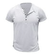 thumbnail image 1 of BLVB Mens Casual Summer Shirts Crewneck Button up Short Sleeve Loose Fitted Wicking Workout Tops Tee White, 1 of 4