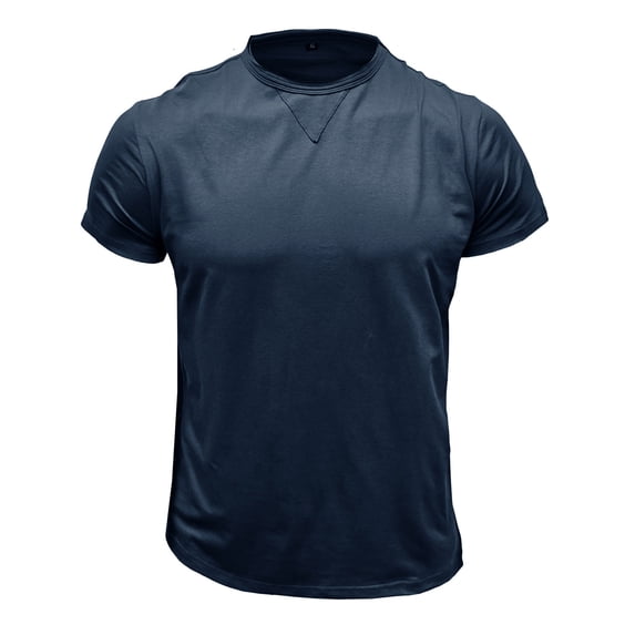 BLVB Mens Casual Summer Shirts Crewneck Short Sleeve Loose Fitted Wicking Gym Workout Athletic Tops Tee Dark Blue