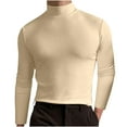 thumbnail image 1 of BLVB Mens Half Turtleneck Tops Casual Solid Color Stretch Long Sleeve Basic Shirts Pullover Blouse Khaki, 1 of 5