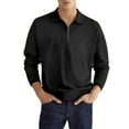 thumbnail image 1 of BLVB Mens Quarter-Zip Shirts Lapel Collar Long Sleeve Golf Shirts Casual Loose Workout Athletic Pullover Basic Tops Black, 1 of 8