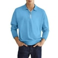 thumbnail image 1 of BLVB Mens Quarter-Zip Shirts Lapel Collar Long Sleeve Golf Shirts Casual Loose Workout Athletic Pullover Basic Tops Light Blue, 1 of 8