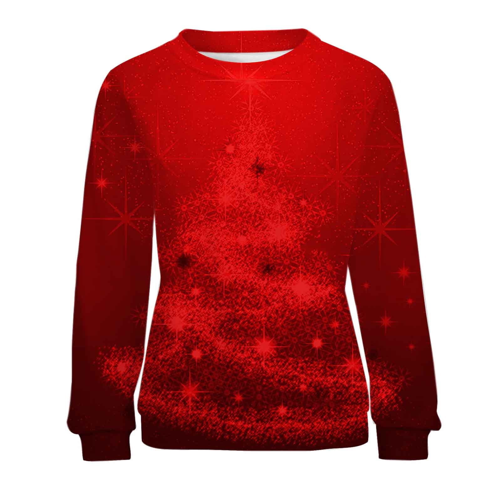 BLVB Merry Christmas Sweatshirts for Women Crewneck Christmas Tree
