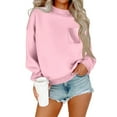 thumbnail image 1 of BLVB Mock Neck Sweatshirt Women Loose Long Sleeve Fall Tunic Tops Solid Color Dressy Casual Fashion Pullover with Pocket, 1 of 3