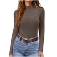thumbnail image 1 of BLVB Mock Turtlenecks Tops for Women Long Sleeve Ribbed Shirts Thermal Slim Fit Lightweight Undershirts Basic Winter Clothing, 1 of 6