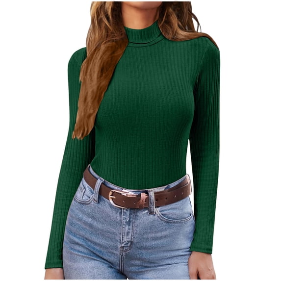 BLVB Mock Turtlenecks Tops for Women Long Sleeve Ribbed Shirts Thermal Slim Fit Lightweight Undershirts Basic Winter Clothing