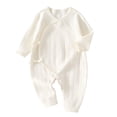 thumbnail image 1 of BLVB Newborn Baby Boy Girl Clothes Cotton Wrap Romper Long Sleeve Coming Home Outfit Infant Jumpsuit(White,3-6 Months), 1 of 6