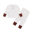 thumbnail image 1 of BLVB Newborn Baby Boy Girl Clothes Ribbed Knitted Cotton Long Sleeve Button Tops Long Pants Unisex Toddler Fall Winter Outfits, 1 of 3