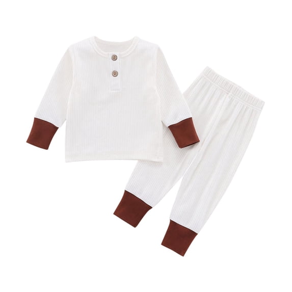 BLVB Newborn Baby Boy Girl Clothes Ribbed Knitted Cotton Long Sleeve Button Tops Long Pants Unisex Toddler Fall Winter Outfits