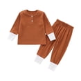 thumbnail image 1 of BLVB Newborn Baby Boy Girl Clothes Ribbed Knitted Cotton Long Sleeve Button Tops Long Pants Unisex Toddler Fall Winter Outfits, 1 of 3