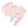 thumbnail image 1 of BLVB Newborn Baby Boy Girl Clothes Striped Long Sleeve Button down Tops Long Pants Set Toddler Infant 2PCS Spring Fall Outfit, 1 of 3