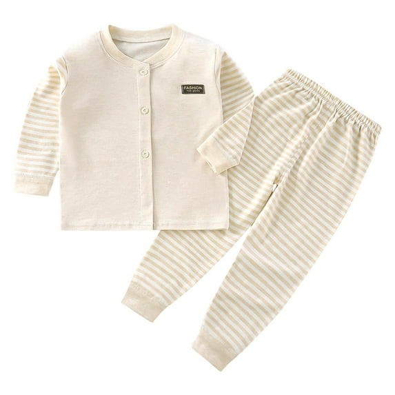 BLVB Newborn Baby Boy Girl Clothes Striped Long Sleeve Button down Tops Long Pants Set Toddler Infant 2PCS Spring Fall Outfit